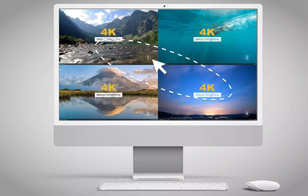 Intuitive KM switching between 4 screens